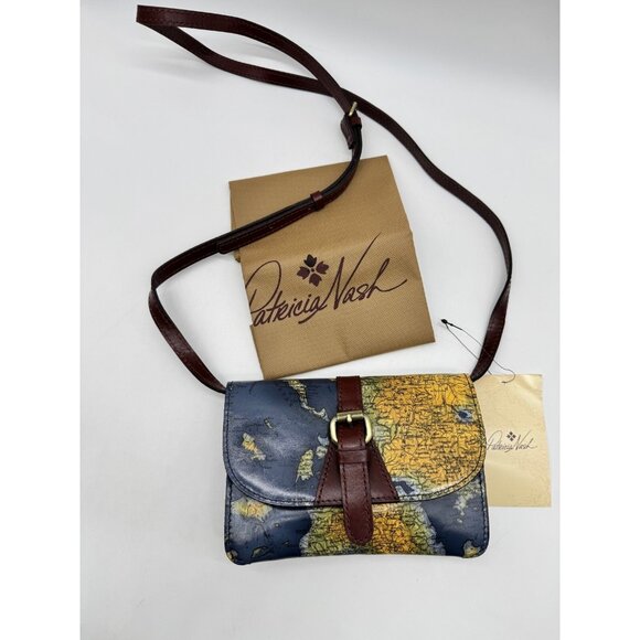 PATRICIA NASH Torri leather small crossbody bag + Dust bag GREEK MAP / BLUE - Picture 6 of 11